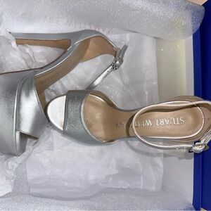 Stuart Weitzman Discoplatform Sandal- Silver